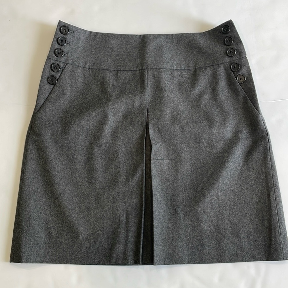 J. Crew • Pleated Wool skirt with Button Details